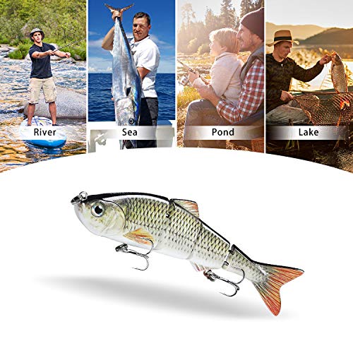 TRUSCEND Swimmax Easy Catch Fishing Lures with BKK Hooks, Wiggling, Vibrating, Rattling and Gurgling for More Bites, Heavy-Duty Dyneema Fiber Jointed Swimbaits for Bass, Trout, Crappie, Walleye, Pike - color: B2-4.7",0.6oz