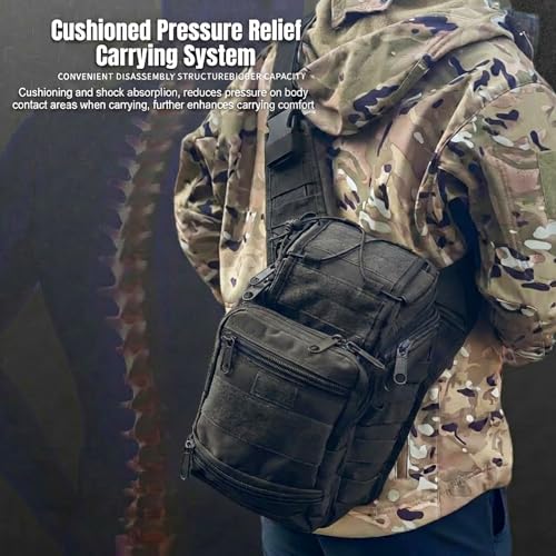 Tactical Sling Backpack for Men，Military Sport Bag Pack Sling Shoulder Backpack Tactical Crossbody Bag EDC Molle Assault Range Bag Chest Pack for Hiking Camping Outdoor - Black - color: Black