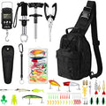 Sosation 134 Pcs Fishing Tool Fishing Tackle Box Kit and Equipment for Adults Beginner Gift, Hook Remover, Pliers Kit, Backpack Tackle Container Lures, Lip Gripper, Weigh Scale - color: Black