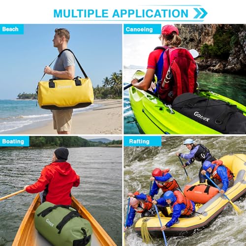 Gonex 40L 60L 80L Extra Large Waterproof Duffle Travel Dry Duffel Bag Heavy Duty Bag with Durable Straps & Handles for Kayaking Paddleboarding Boating Rafting Fishing - color: Army Green, size: 60L