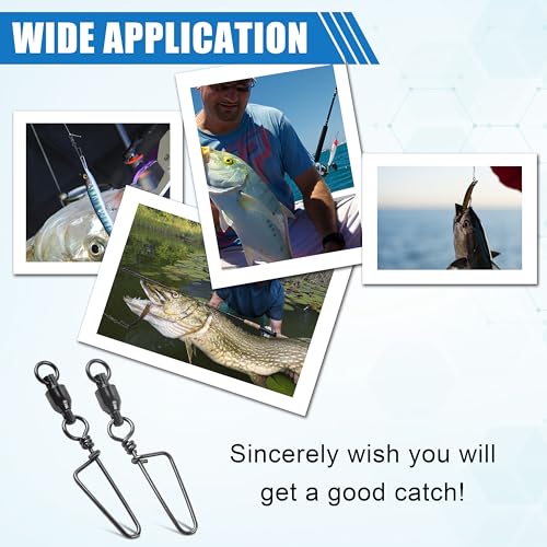 AGOOL Fishing Swivels Snaps Ball Bearing Swivels with Coastlock Snaps Stainless Steel Fishing Tackle Line Lure Leader Connector Quick Change Terminal Tackle for Lures, Leaders and Rigs - size: Size 10+10(503lb)
