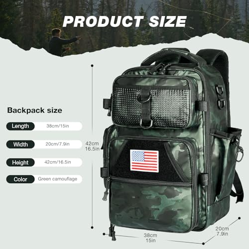 Ghosthorn Fishing Backpack Waterproof Tackle Bag Sling Bag Gift - color: Tpu Green, size: Large