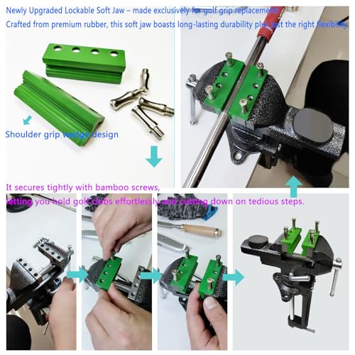 Golf Club Regripping Kit, Optional Professional or Basic Golf Grip Replacement Tools, 2-In-1 Bench Vise or Mini Table Vise, Fixed Rubber Clip, Hook Blade, Grip Tape Remover - size: 2-in-1 Professional Edition