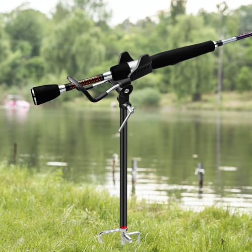 Fishing Rod Holders for Bank Fishing, 360 Degree Adjustable Fishing Rod Holders for Ground , Multifunctional Aluminum Beach Fishing Rod Holder Fishing Gifts for Men