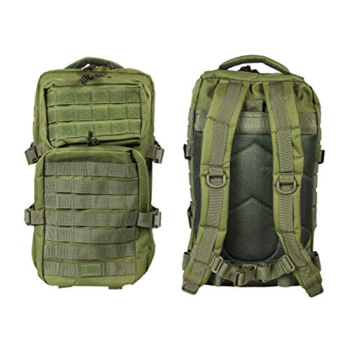 OSAGE RIVER MOLLE Fishing Backpack with Rod Holder - 600D Large Tackle Bag for Trays and Fishing Accessories - Tactical Backpack for Camping, Traveling, Hunting - Crocodile Green - color: Crocodile Green