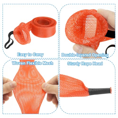 PATIKIL Rod Sock, Fishing Rod Sleeve Cover Braided Mesh Pole Protector Gloves Fishing Tools Pointed End for Spinning Fishing Rod Fly Rod Ice Rod Casting Rod - color: Orange, size: 75 Inch