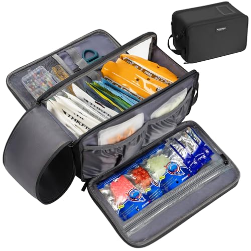 THKFISH Fishing Soft Plastic Bait Storage, Water-Resistant Extra-Large Clear Sleeves Tackle Bait Bag Storage For Lure Hooks, Sinkers & Fishing Accessories(Black) - color: Black