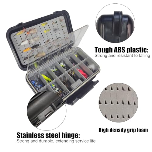 Aventik Waterproof Fly Box For Fly Fishing Double sided Swing Leaf Waterproof Fly Box(H025B 7.71"x 4.18" x 1.66" 19.6X10.6X4.2cm Grip Foam with pane) - size: H025B: 7.71"x 4.18" x 1.66"