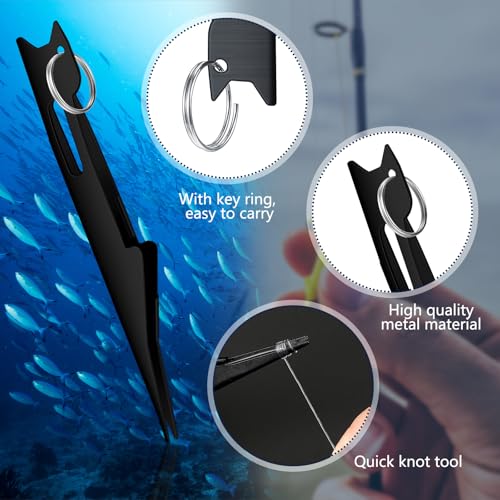 Deekin 3 Pcs Fishing Line Knot Quick Tie Fishing Knot Tying Tool Fly Nail Knot Tool Fly Angler Accessories Fly Tying Equipment for Hooks Lures Lines Men - color: Black