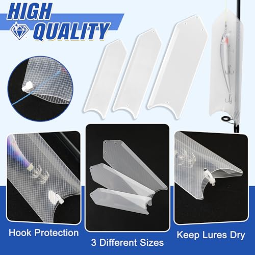 SILANON Fishing Lure Sleeves Wraps 10pcs Durable Clear Lure Sleeves Covers with Nylon Cable Ties Keep Fishing Safe Fishing Hook Covers Bait Storage Protector Easily See Lures for Fishing Rod - size: 10pcs-Small(7.28in*2.01in)