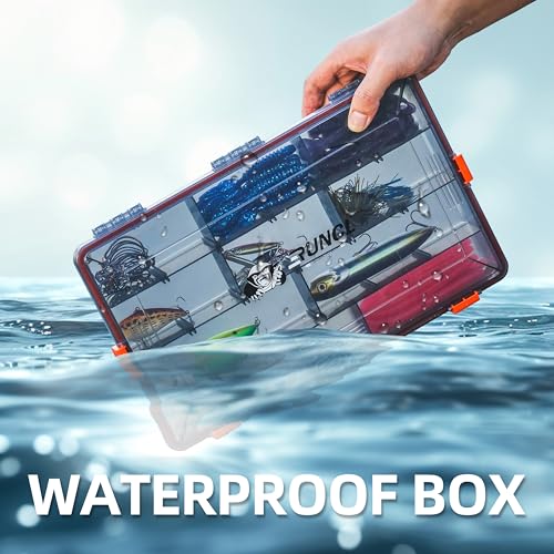 RUNCL Fishing Tackle Box, Waterproof Airtight Stowaway, 3600/3700 Tray Tackle Box with Adjustable Dividers, Plastic Storage Organizer(2pcs 3600) - color: 2pcs 3600