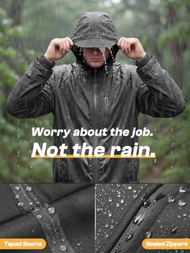 SaphiRose Men's Waterproof Rain Gear 2pcs/set Packable Rain Suit for Working Fishing - color: Grey, size: Medium