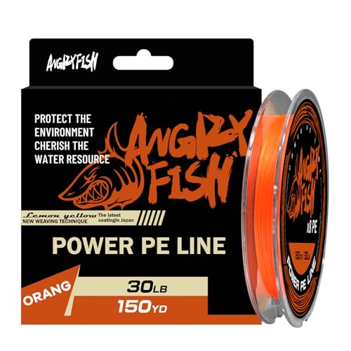 ANGRYFISH 8 Strand Braided Fishing Line, Hi Vis PE Fishing Line, 6LB-50LB | Zero Stretch - Low Memory - Ultra Strong & Abrasion Resistant - Thinner Diameter for Longer Casts - Saltwater/Freshwater - color: Orange, size: 15LB(150Yds)