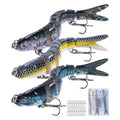 Goture Bass Fishing Lures, Lifelike Jointed Swimbait for Bass Trout Walleye Crappie Pike, Slow Sinking Segment Swimming Bait Fishing Lures for Freshwater and Saltwater, Gifts for Men - color: C:3pcs Bass Lures with 20pcs Snaps