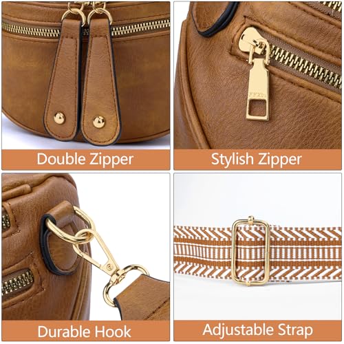 KKXIU Crossbody Sling Bag for Women Trendy Fanny Pack Vegan Leather Chest Bag | Trendy - color: Brown