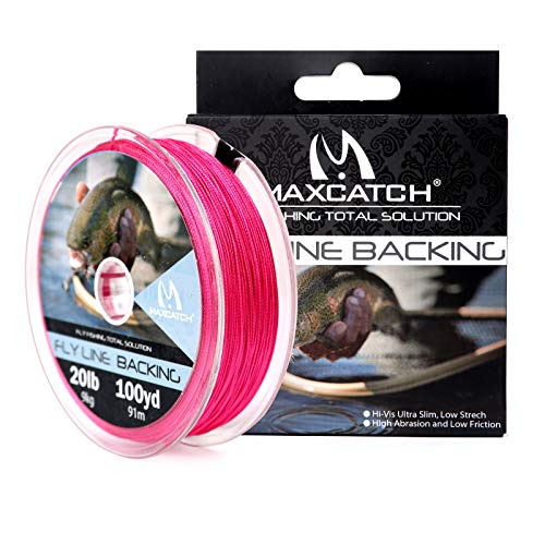 M MAXIMUMCATCH Maxcatch Braided Fly Line Backing for Fly Fishing 20/30lb(White, Yellow, Orange, Black&White, Black&Yellow, Blue, Pink, Green, Purple) - color: Pink, size: 20lb,100yards