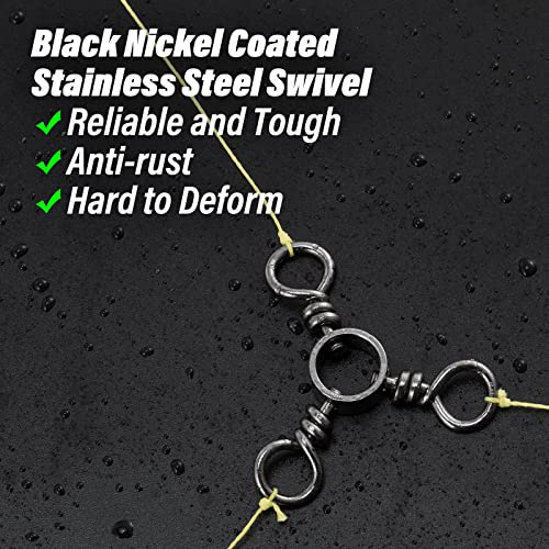 Dr.Fish 50 Pack 3 Way Swivel Fishing Tackle 30-220Lb Catfish Swivels Three Way Rigs Freshwater Saltwater Catfish Tackle - size: #2,#5,#7,#1/0,#2/0-200 Pack