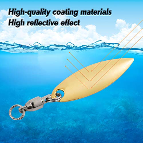 Alwonder 10 Pack Spinner Blades with Ball Bearing Swivels Tail Spinner Spinnerbait Lure Making Supplies Bass Lures Soft Lures - color: #3.5 Willow Blades, Gold, 10pcs
