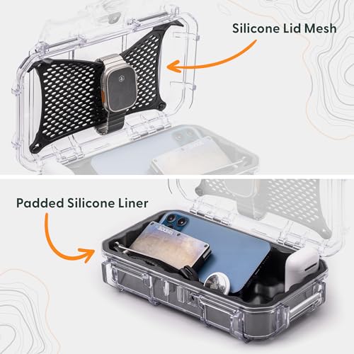 Evergreen 56 Clear Waterproof Dry Box Protective Case Colored Rubber Insert - Travel Safe/MilSpec/USA Made - Tackle Organization of Cameras, Phones, Camping, Fishing, Travel, Water Sports (Orange) - color: Orange