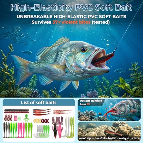 Fishing Lures - Fishing Kit Included 193Pcs Fishing Accessories and Tackle Box, Frogs, Minnows, Soft Baits, Hooks & Weights Accessories Gear Gift for Men Freshwater Bass Trout - size: 193Pcs-Orange