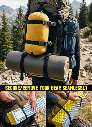 Molle Tactical Backpack Straps 24" Adjustable, Rush Tier System Molle Accessories for Military Assault Backpack Army Rucksack Attachment Nylon Compression Tie Down Strap for Tripod Gear, Sleeping Bag - color: Black 2Packs, style: Style B