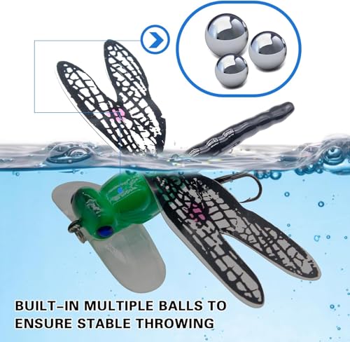 Topwater Fishing Lures Insect Fishing Lures Dragonfly Fishing Lures Dragonfly Lure Fishing Bait with Hooks for Outdoor Fishing Tools - color: Dragonfly 6pcs