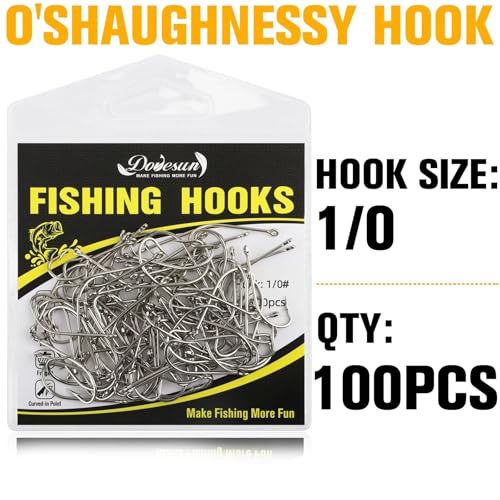 Dovesun Fishing Hooks Saltwater O'Shaughnessy Fishing Hooks 100/80/70/60/50pcs Stainless Steel Forged J Hooks Trolling Sea Bass Striper Cod Bluefish Striped Bass 1# 2# 4# 6# 1/0-8/0 - color: 1-0*100PCS