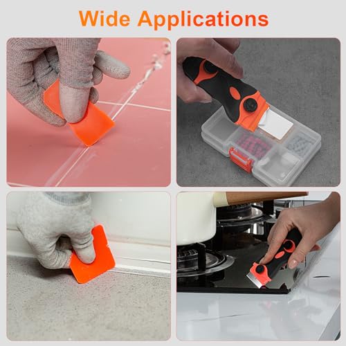 THINKWORK Caulking Tool Kit, 4 in 1 Caulk Remover Tool, Stainless Steel Caulk Tool for Kitchen Bathroom Window Sink Tile Joint, Silver - color: Silver-2