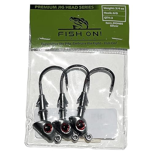 Jig Heads for Fishing with Super Sharp Black Nickel Hooks - Double Locking Bait Stays & Multi-Color 3D Eyes - Perfect for Freshwater & Saltwater Fishing - color: Silver, size: 3/4 oz - 3 Pack