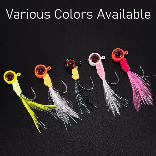 Dr.Fish 10 Pack Crappie Jig Marabou Jig Hand-Tied Freshwater Ball Fishing Jig Hooks Sickle Hook Bass Trout Panfish Bluegill Walleye 1/16oz 1/8oz 3/16oz 1/4oz - color: White, size: 1/32oz-Hook #6