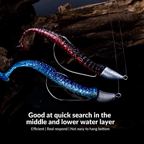 THKFISH Weedless Swimbait Jig Heads for Bass Fishing, Weighted Texas Rig Hook Fishing Hooks Saltwater Freshwater 1/8 oz, 1/6 oz, 1/4 oz, 3/8 oz, 1/2 oz,3/4 oz - color: A-Crank hook, size: 5g(1/6 oz)-3/0#-20pcs