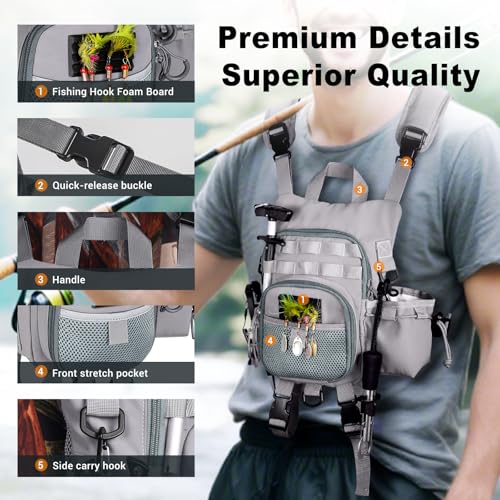 Ultimate Lightweight Fly Fishing Chest Pack - Water-Resistant Specialized Gear Storage with Quick-Access Design for Streamside Adventures