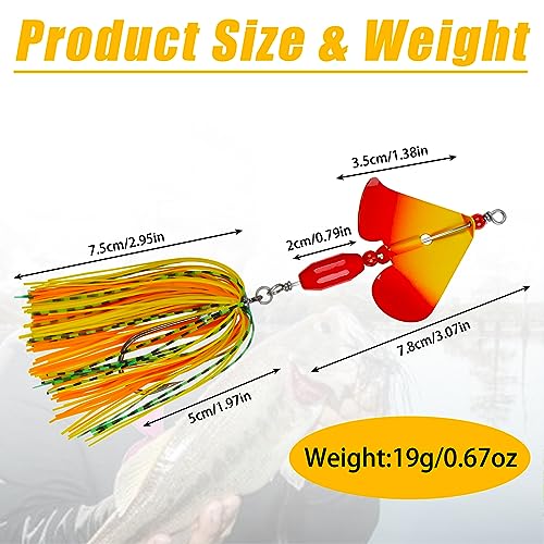Spinnerbait Fishing Lures Kit, 6pcs Bass Fishing Buzzbait Lures Hard Metal Spinner Baits Swim Jigs for Bass Trout Salmon Pike Freshwater Saltwater - style: B-6pcs