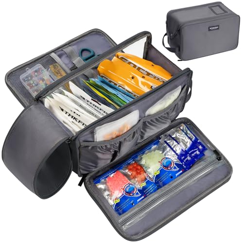 THKFISH Fishing Soft Plastic Bait Storage, Water-Resistant Extra-Large Clear Sleeves Tackle Bait Bag Storage For Lure Hooks, Sinkers & Fishing Accessories(Grey) - color: Grey