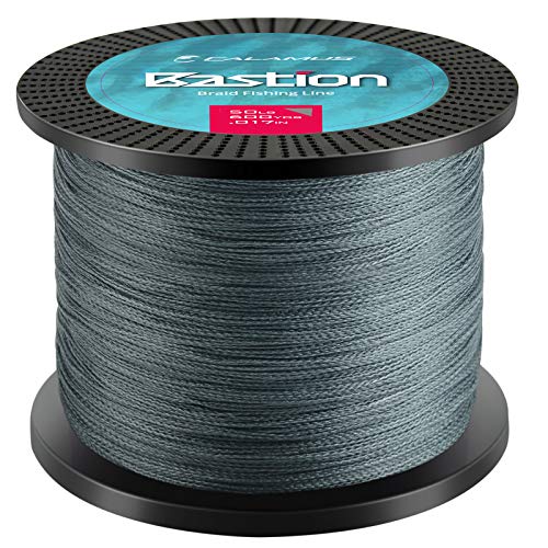 Calamus Bastion Braided Fishing Line -Abrasion Resisting Braided Lines – Thin Diameter Superline – Zero Stretch – 4 Strand MultiTuf Fiber Braid Line - color: X4-Gray, size: 40 LB - 150 Yds