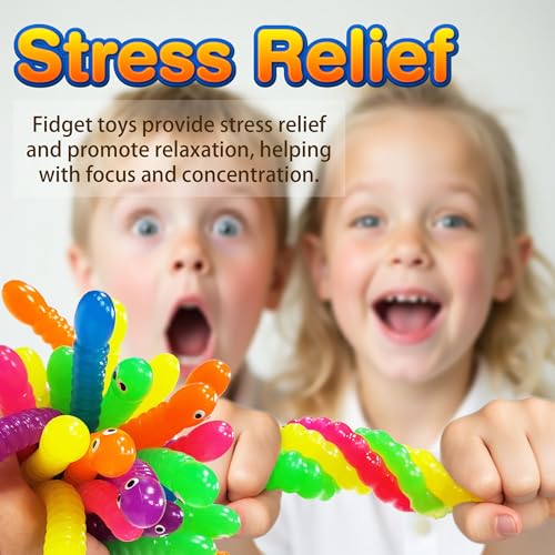 36 PCS Colorful Stretchy Strings Sensory Fidget Worm Toys Party Favors Pack for Kids & Adults Perfect Stocking Stuffers for Boys & Girls