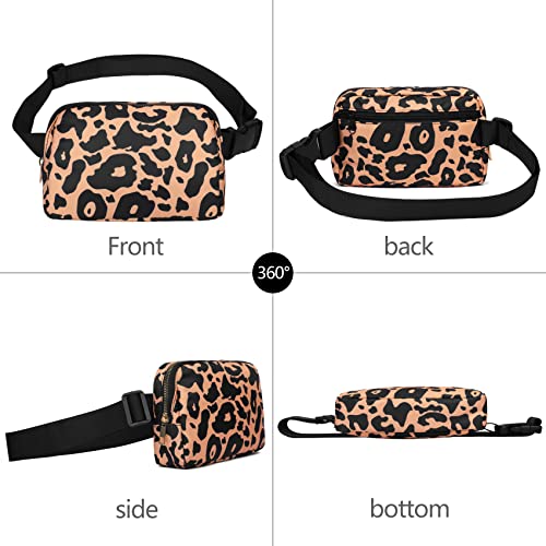 VOROLO Fanny Pack For Women And Men Crossbody Bag Belt Bag | Adjustable Strap Graduation Gifts Lightweight Travel Running - color: Black+Leopard Yellow