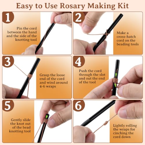 2 Pack Rosary Cord Knotting Tool, #7#9 and #36 Dual Head Twine Knotting Tool, Rosary Making Supplies, Beads Tying Kit, Beading Cord Kit for Jewelry, Fishing Hook, Bracelet(Black) - color: Black