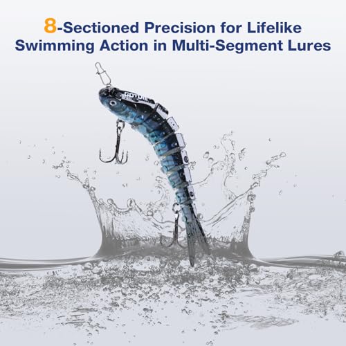 Goture Bass Fishing Lures, Lifelike Jointed Swimbait for Bass Trout Walleye Crappie Pike, Slow Sinking Segment Swimming Bait Fishing Lures for Freshwater and Saltwater, Gifts for Men - color: C:3pcs Bass Lures with 20pcs Snaps
