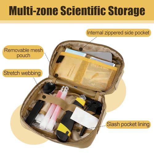 Tactical Messenger Bag, Waterproof MOLLE Waist Bag Crossbody Chest Pack with Removable Back Panel for Hunting Fishing Hiking Climbing Cycling - color: Khaki