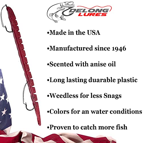Delong Lures Fishing Lures, Made in America, Pre-Rigged Weedless Bass Lures for Fishing, Segemented Soft Platisc Fishing Bait, Fishing Worm Lure, Fishing Tackle Kit - color: Red Bug