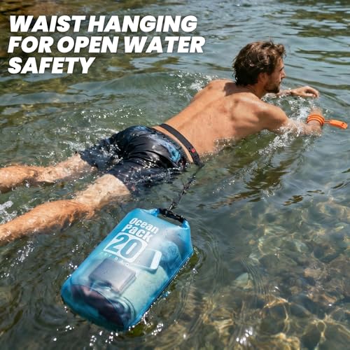 TILYMOL Dry Bag Waterproof, Roll Top Small Waterproof Backpack 20L, Floating Lightweight Bag with Water Proof Phone Pouch for Kayaking, Paddle Boarding, Boating, Fishing, Swimming - color: Blue