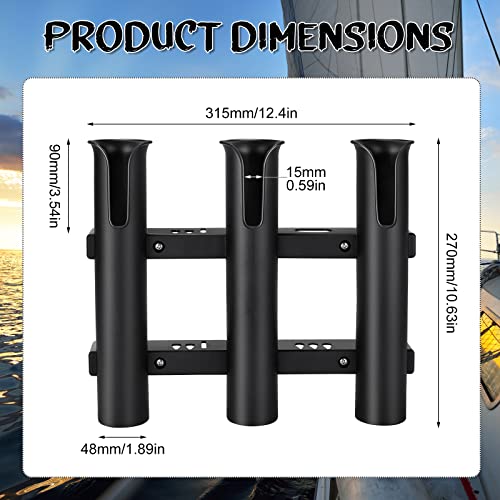 Shappy 3 Pcs Fishing Rod Holder Bracket Tube 3 Rod Rack Wall Mounted 10.63 Inch Fishing Pole Holders for Boats with Screws Nuts Side Mount for Boat Truck Kayak Garage (Black) - color: Black