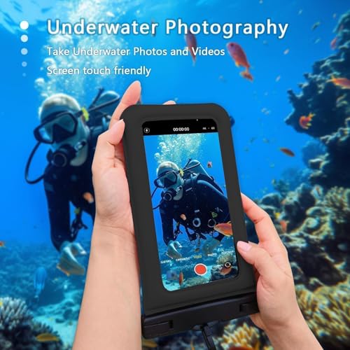 Floatable Waterproof Phone Pouch Case 2 Pax for iPhone 17 16 Pro Max/15/14/13/12, IP68 Travel Cellphone Dry Bag Beach Cruise Ship Essentials Bags with Crossbody Lanyard,Pink and Black-7″ - color: A07-Pink and Black