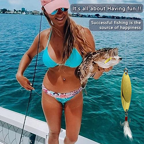 Fishing Spoons Fishing Lures Casting Spoon Metal Jig Lure Trout Lures for Freshwater/Saltwater, Reflective Spoons Bait with Treble Hooks Fishing Tackle 5 Pcs - color: Golden (5pcs), size: 1/4oz