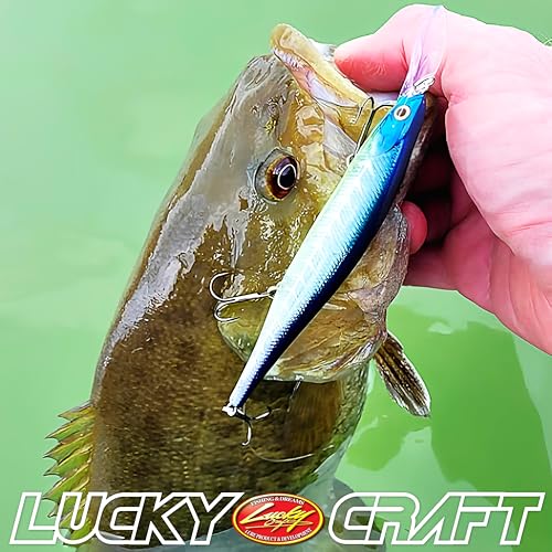 LUCKY CRAFT Lightning Pointer 110DD Deep Diver Freshwater Bass Fishing Lures, Jerkbait Suspending Fishing Lure for Bass & Walleye Fish, Long Casting Fish Gear Accessories for Tackle Box, - color: 238 Ghost Minnow