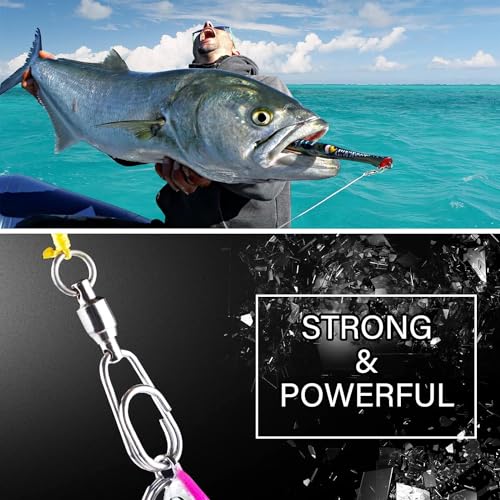 Atibin High Strength Fishing Swivel Steel Stainless Connector Swivel Snaps Saltwater Ball Bearing Split Rings Freshwater White Nickel 30lbs-156lbs - size: Size 0+0 (30lb) 25 pcs