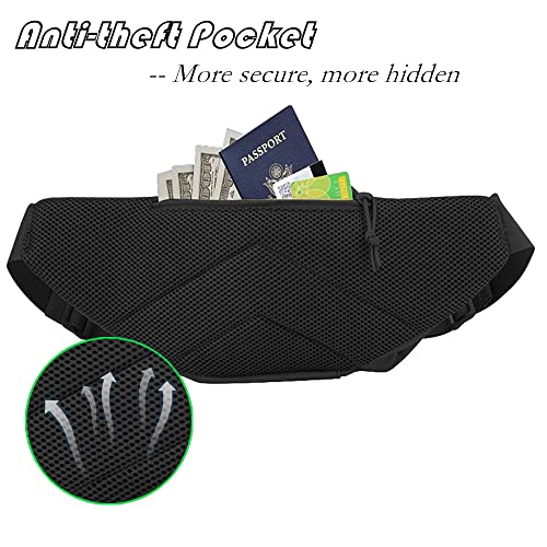 Tactical Fanny Pack Gun Holster Concealed Carry Pistol Military Tactical Waist Bag Waterproof Molle EDC Pouch with USA Flag Patch - color: Black