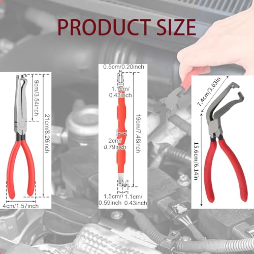 Automotive Electrical Disconnect Pliers Kit, Upgraded High-Carbon Steel Connector Release Tool Set with Straight & Angled Pliers and Terminal Removal Tool for Car Wiring Harness Repair - size: 3SET