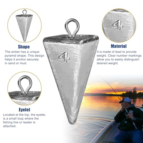 Triangle Fishing Weights 4-Sided Pyramid Sinkers Lead Fishing Weights and Sinkers for Saltwater Ocean Surf 1oz-32oz/2LB - size: 1oz-10pack